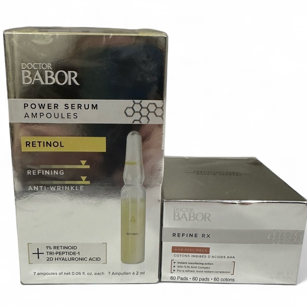 Babor Retinol Ampoules + AHA Peel Pads Anti Aging Set NEW